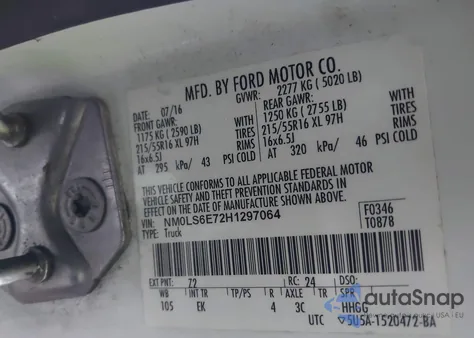 2017 Ford Transit Connect Xl z USA, uszkodzony, nr VIN NM0LS6E72H1297064